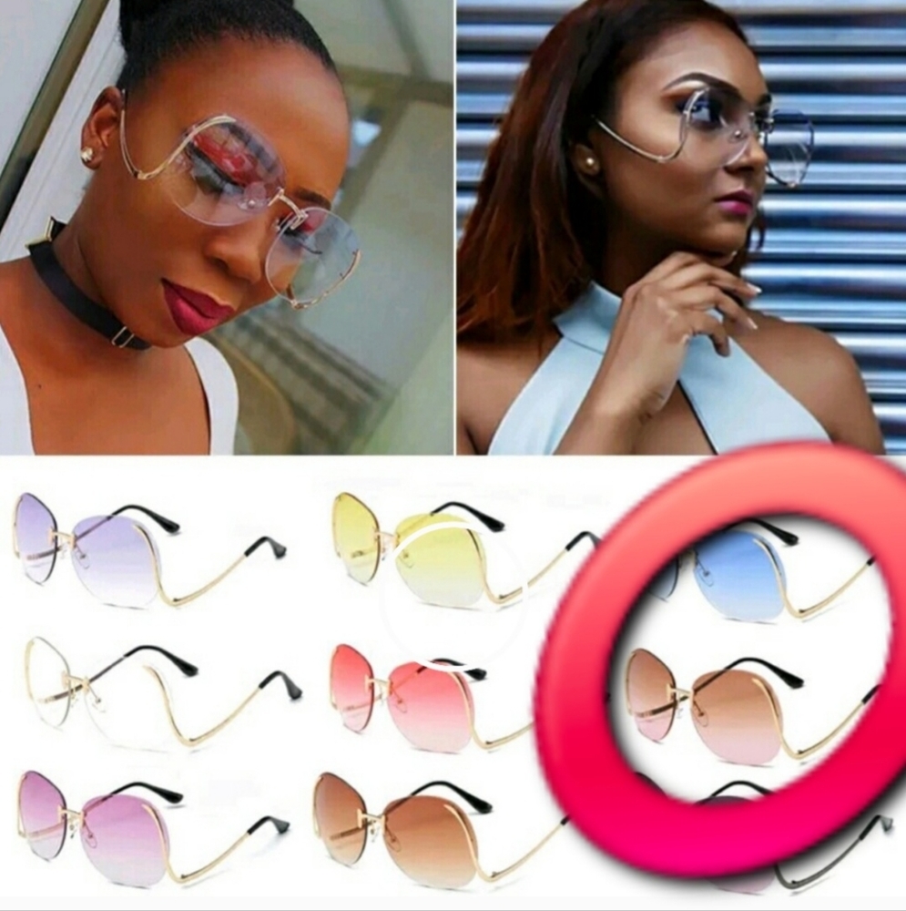 Oversized Rimless Statement Piece Sunglasses - Picture 4 of 4